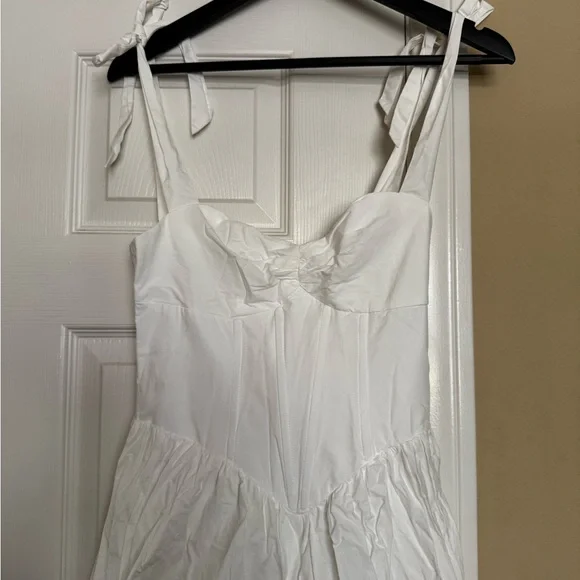 Fortunate one White Spaghetti Strap Sleeveless Midi Sundress - Picture 4 of 6